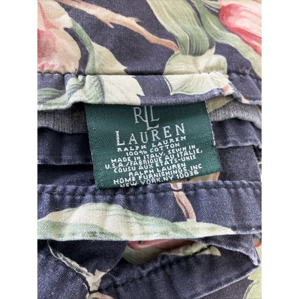 Ralph Lauren Charleston Floral Black FULL Flat Sheet Vintage fabric